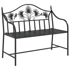 vidaXL Градинска пейка Черно 104 x 52,5 x 89 см Стомана