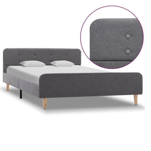 vidaXL Рамка за легло, светлосива, текстил, 120x200 см