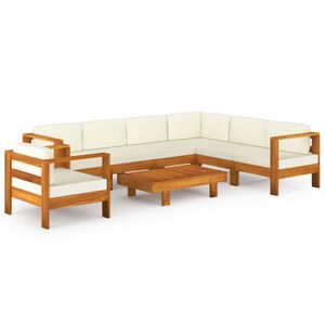 vidaXL Градински комплект с възглавници, 8 части, 100x60 см, акациево дърво