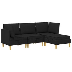 vidaXL Модулен диван комплект със съхранение 4 pcs Черно Текстил