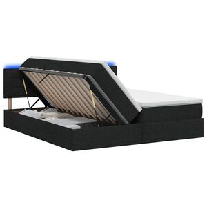 vidaXL LED легло за съхранение с матрак Черно 180 x 200 cm Текстил