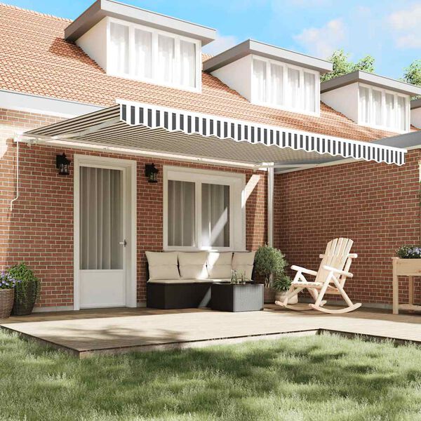 vidaXL Ръчно прибираща се тента, антрацит и бял, 450x300 см