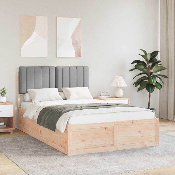 vidaXL Леглова рамка с тапицирана гръбна част Светлосиво 120 x 200 cm