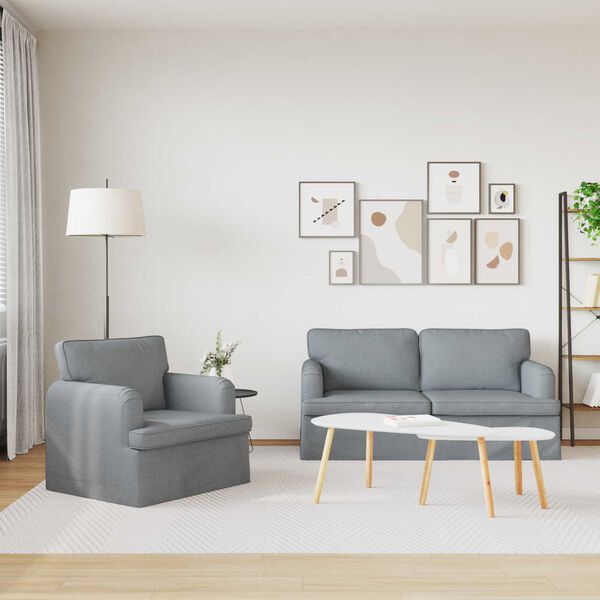 vidaXL Диван 2 pcs Светлосиво 162 x 80 x 85 см текстил