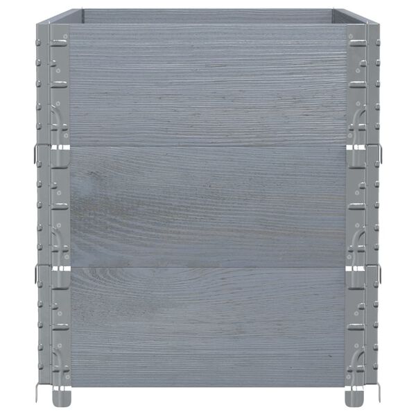 vidaXL Градинска кашпа, сив, 100x50 см, борова дървесина масив