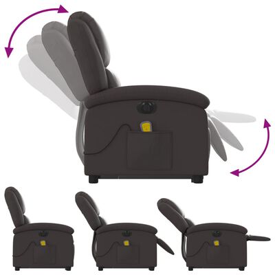 vidaXL Електрически изправящ масажен реклайнер стол, тъмнокафяв