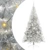 vidaXL Изкуствена коледна елха с подсветка Сребрист 210 cm PET