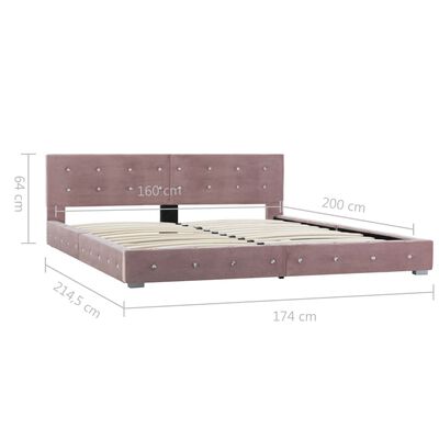vidaXL Рамка за легло, розова, кадифе, 160x200 см