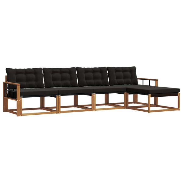 vidaXL Комплект дивани за открито 5 pcs Естествено и черно