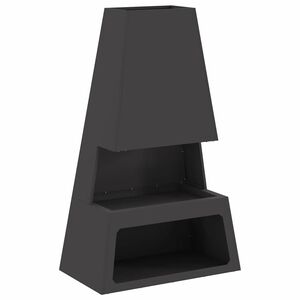 vidaXL Котел за огън Черно 60 x 35 x 100 см Патинираща стомана
