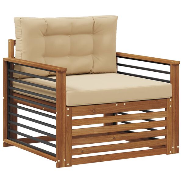 vidaXL Комплект дивани за открито Солидно акациево дърво и полиестер