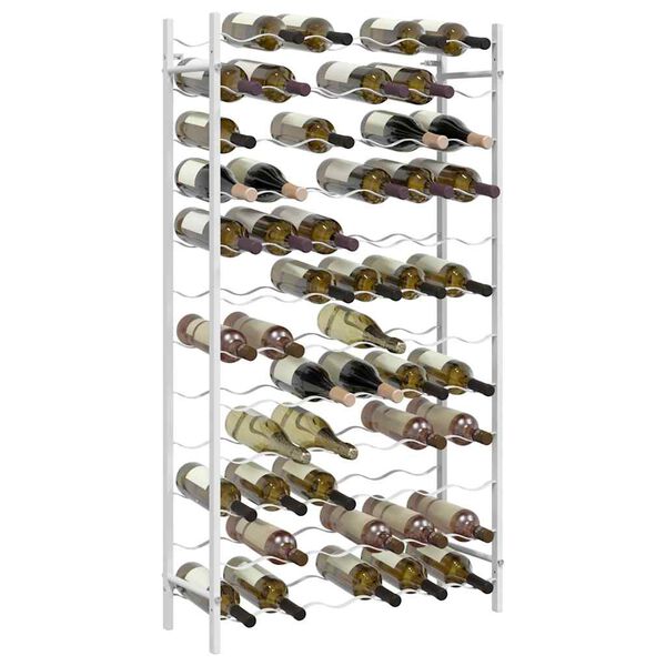 vidaXL Стойка за вино за 72 бутилки, бяла, метална