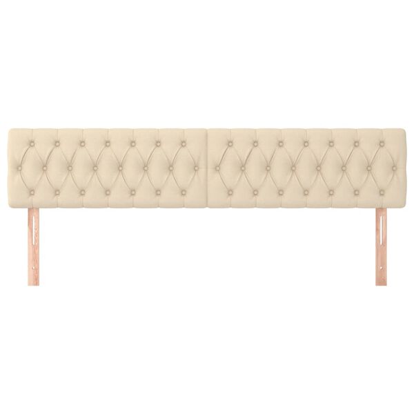 vidaXL Горни табли за легло, 2 бр, кремава, 90x7x78/88 см, плат