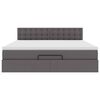 vidaXL Османска легло с матрак, сиво, 160x200 см, изкуствена кожа