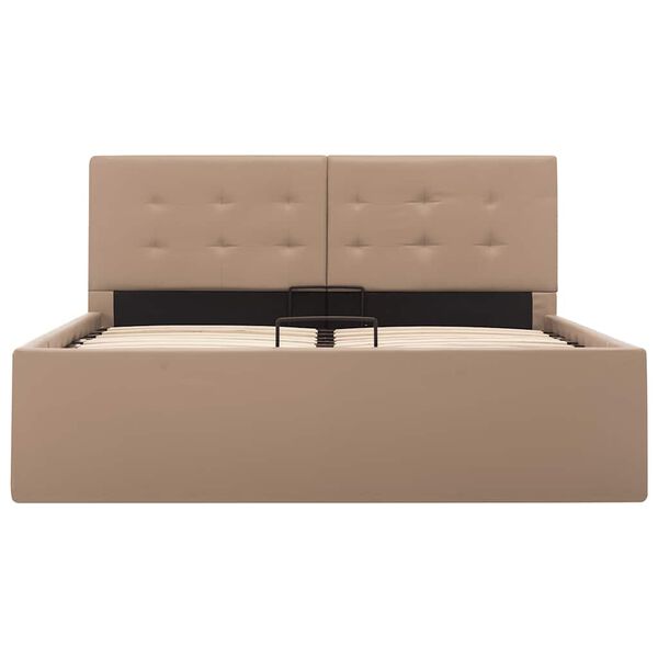 vidaXL Легло с повдигащ механизъм капучино изкуствена кожа 120x200 cм