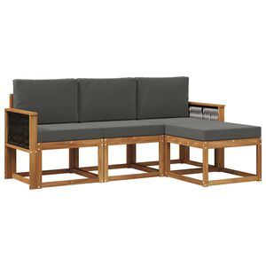 vidaXL Комплект дивани за открито 4 pcs Натурален и Антрацит