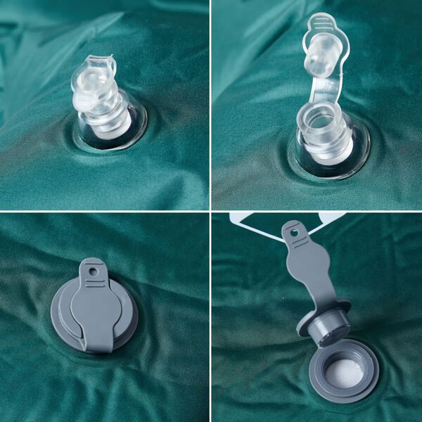 vidaXL Самонадуваем дюшек за къмпинг с възглавница за 1 човек зелен