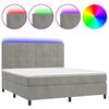 vidaXL Боксспринг легло с матрак и LED, светлосиво, 180x200 см, кадифе