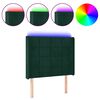 vidaXL LED горна табла за легло, тъмнозелена, 83x16x118/128 см, кадифе