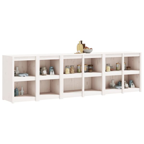 vidaXL Кухненски шкафове за открито, 4 бр, бели, бор масив