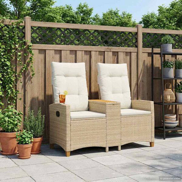 vidaXL Люлееща се пейка с маса Бежов и кремаво бял 126 x 65 x 112 см