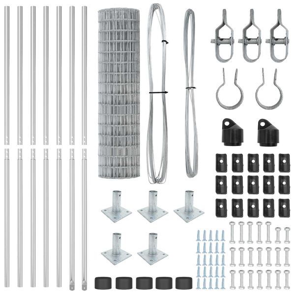 vidaXL Ограда с пост Сребрист 1,2 x 10 m Стомана