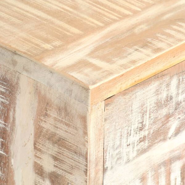 vidaXL ТВ шкаф, бял, 140x30x45 см, акациево дърво масив