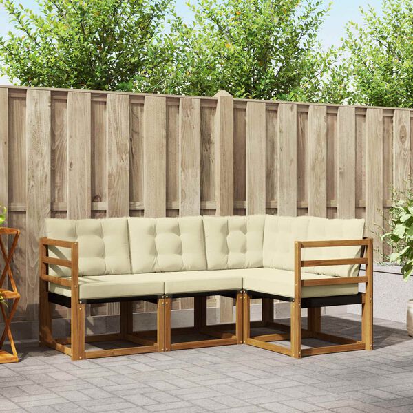 vidaXL Комплект дивани за открито 4 pcs Натурален и Крема