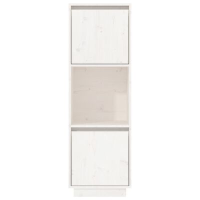 vidaXL Висок шкаф, бял, 38x35x117 см, борово дърво масив