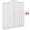 vidaXL Габионни кошници арка 4 бр 200x50x220/240 см поцинковано желязо