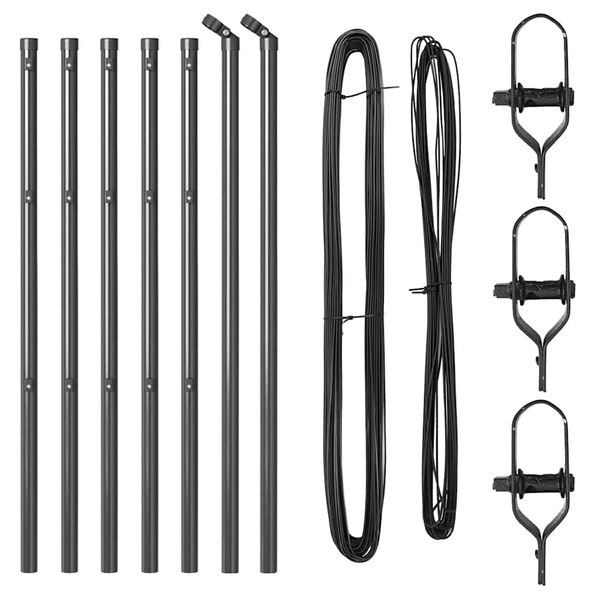vidaXL Оградни стълбове 7 pcs Сив Ø32mm 120 см Поцинкована стомана