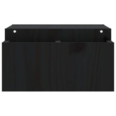 vidaXL Поставка за монитор, черна, 70x27,5x15 см, бор масив
