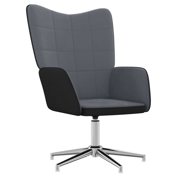 vidaXL Релаксиращ стол, тъмносив, кадифе и PVC