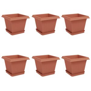 vidaXL Саксии за растения 6 pcs Червено тухла 20 x 20 x 16 см