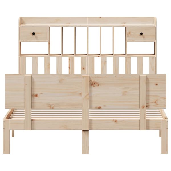vidaXL Легло с етажерка за книги, без матрак, 150x200 см, бор масив