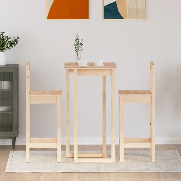 vidaXL Бар комплект от 3 части, масивна борова дървесина