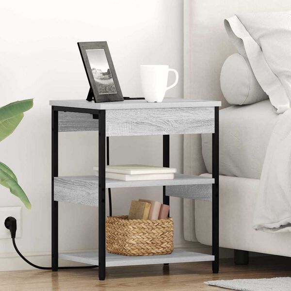 vidaXL Нощен шкаф Сив Сонома 41 x 31 x 51 см Инженерно дърво