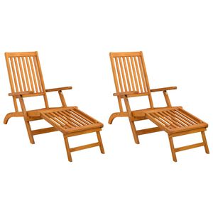 vidaXL Сгъваем и reclining шезлонг 2 бр. Солидно акациево дърво