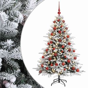 vidaXL Изкуствена коледна елха с топки 120 см 150 LED светодиода