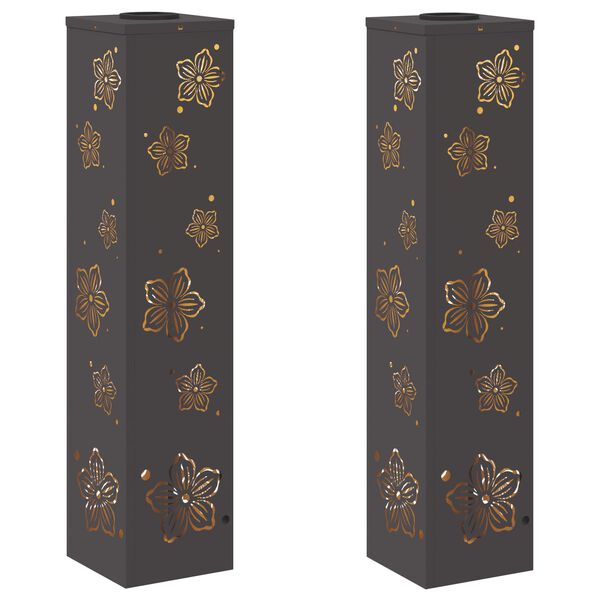 vidaXL Соларна LED светлина за пътека 2 pcs Черно