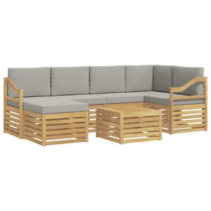 vidaXL Комплект дивани за открито 7 pcs Бяло и светлосиво Полиестер