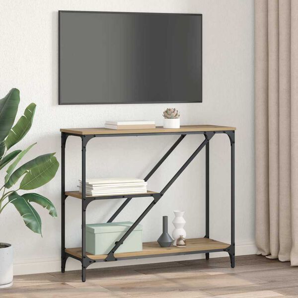 vidaXL Конзолна маса Дъб 88,5 x 30 x 75 см Инженерно дърво