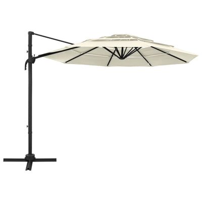 vidaXL Градински чадър на 4 нива с алуминиев прът, пясъчен, 3x3 м