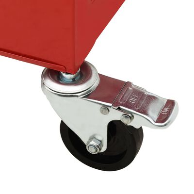 vidaXL Количка за инструменти с 4 чекмеджета, стомана, червена