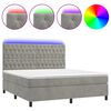 vidaXL Боксспринг легло с матрак и LED, светлосиво, 180x200 см, кадифе