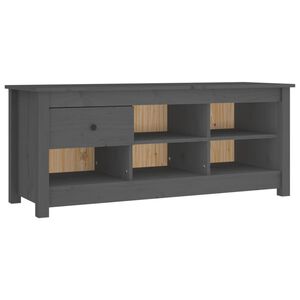 vidaXL Шкаф за обувки, сив, 110x38x45,5 см, бор масив