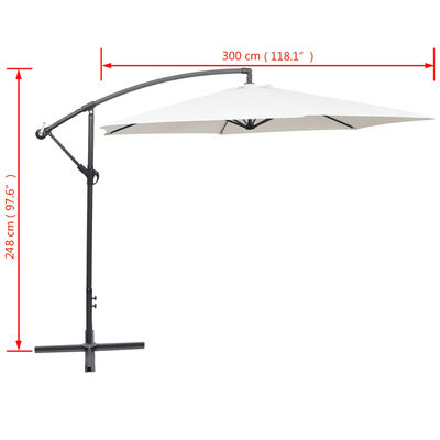 vidaXL Свободновисящ чадър, 3 м, пясъчно бял