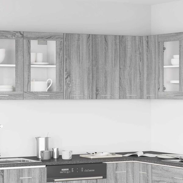 vidaXL Висящ шкаф "Lyon", сив, цвят сонома, 60x31x60 см, инженерно дърво