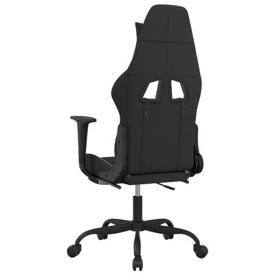 vidaXL Масажен гейминг стол с опора за крака черно и бяло плат