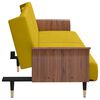 vidaXL Разтегателен диван с поставки за чаши, жълт, кадифе